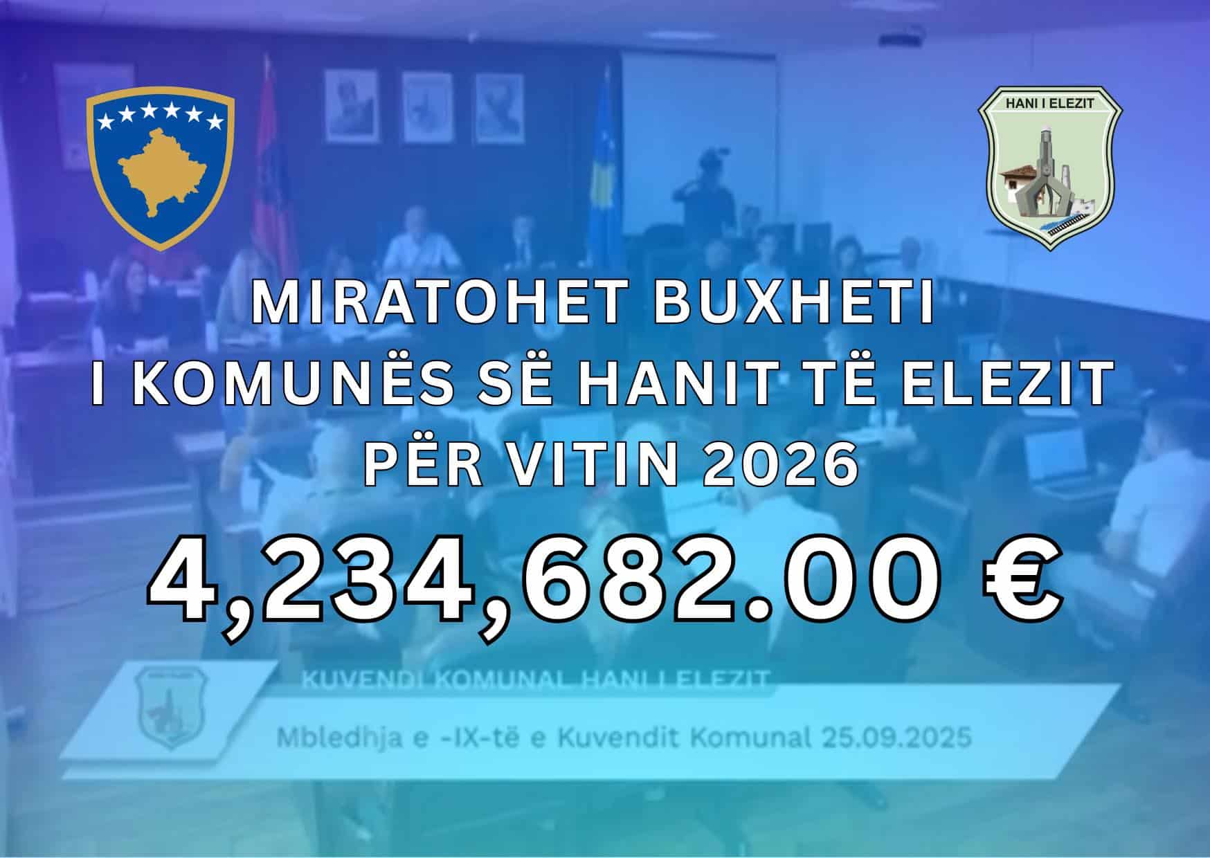 MIRATOHET BUXHETI KOMUNAL PËR VITIN 2026 DHE PARASHIKIMET BUXHETORE 2027–2028